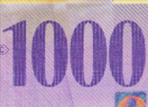 1000 Swiss francs coloured number