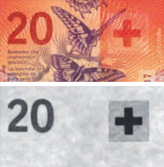 20 new Swiss francs Infrared properties