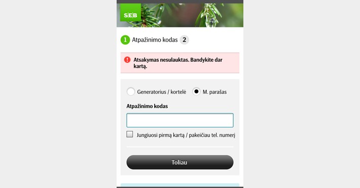 SEB prašo jungtis vėl