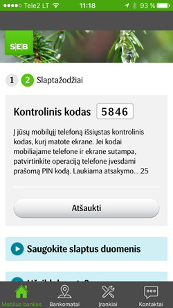 SEB kontrolinis kodas