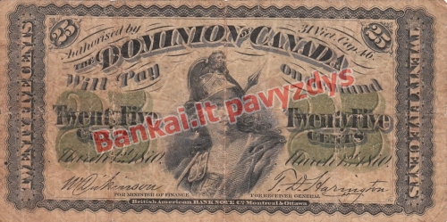 25 Centų banknoto priekinė pusė