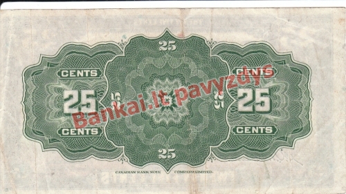 25 Centų banknoto galinė pusė