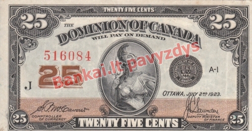 25 Centų banknoto priekinė pusė