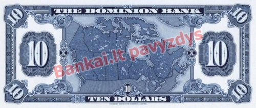 10 Dolerių banknoto galinė pusė