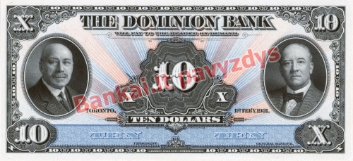 10 Dolerių banknoto priekinė pusė
