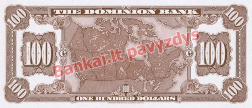 100 Dolerių banknoto galinė pusė