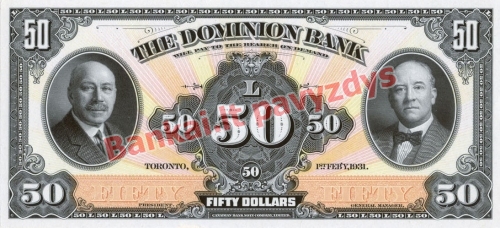 50 Dolerių banknoto priekinė pusė