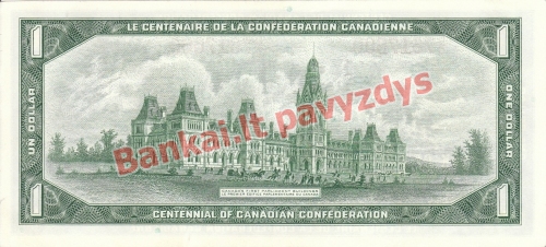 1 Dolerio banknoto galinė pusė