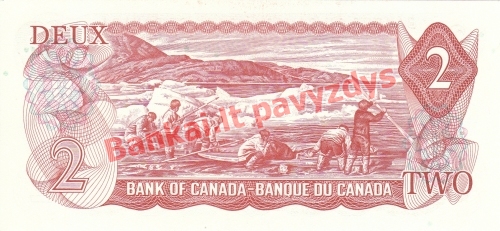 2 Dolerių banknoto galinė pusė