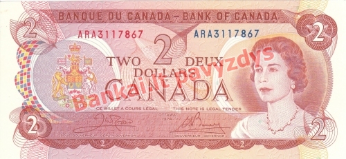 2 Dolerių banknoto priekinė pusė