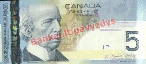 5 Dolerių banknoto priekinė pusė