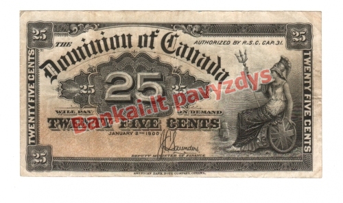 25 Centų banknoto priekinė pusė