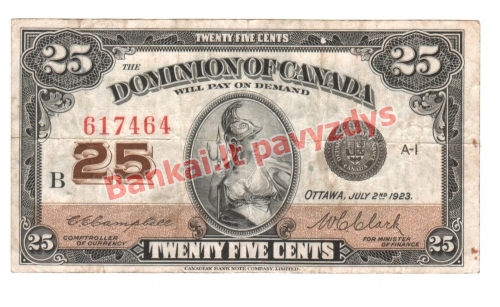25 Centų banknoto priekinė pusė
