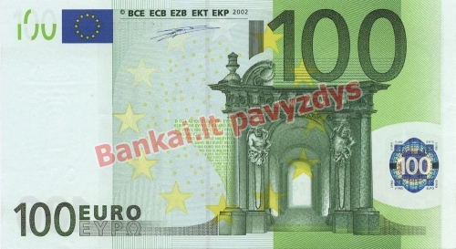 100 Eurų banknoto priekinė pusė
