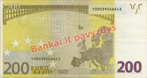 200 Eurų banknoto galinė pusė