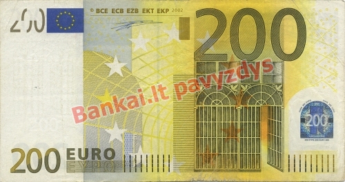 200 Eurų banknoto priekinė pusė