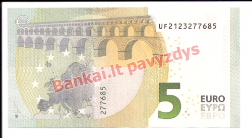 5 Eurų banknoto galinė pusė