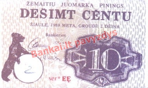 10 Centų banknoto priekinė pusė