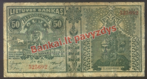50 Litų banknoto priekinė pusė
