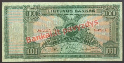 1000 Litų banknoto priekinė pusė
