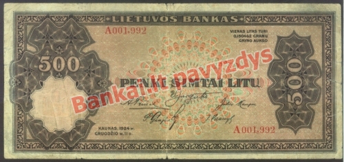 500 Litų banknoto priekinė pusė