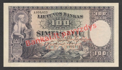100 Litų banknoto priekinė pusė