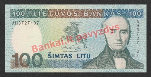 100 Litų banknoto priekinė pusė