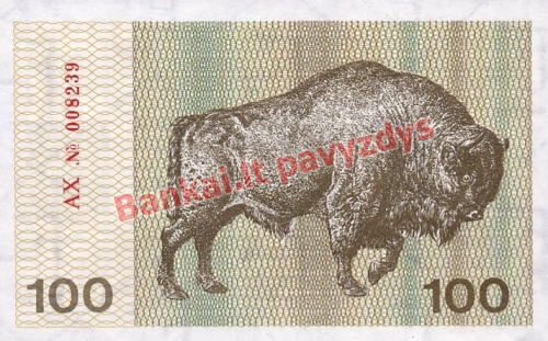 100 Talonų banknoto galinė pusė