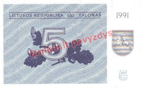 5 Talonų banknoto priekinė pusė