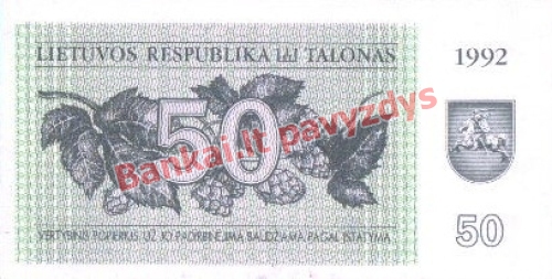 50 Talonų banknoto priekinė pusė