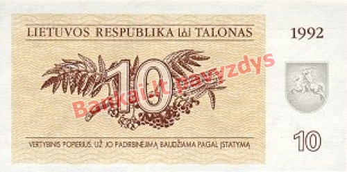 10 Talonų banknoto priekinė pusė