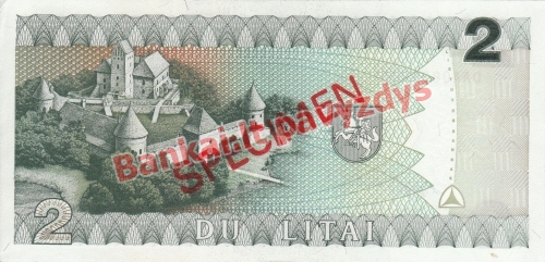 2 Litų banknoto galinė pusė