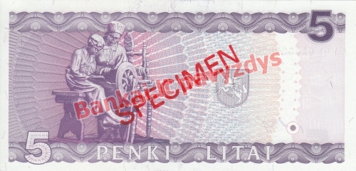 5 Litų banknoto galinė pusė