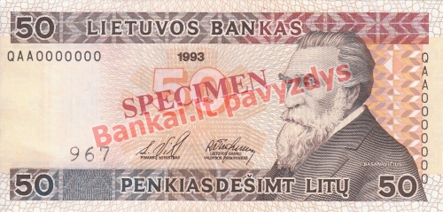 50 Litų banknoto priekinė pusė