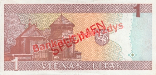 1 Lito banknoto galinė pusė