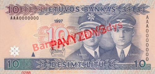 10 Litų banknoto priekinė pusė
