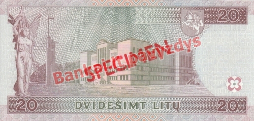 20 Litų banknoto galinė pusė