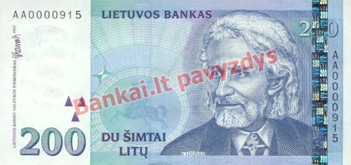 200 Litų banknoto priekinė pusė