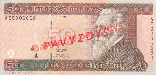 50 Litų banknoto priekinė pusė