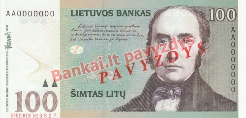 100 Litų banknoto priekinė pusė
