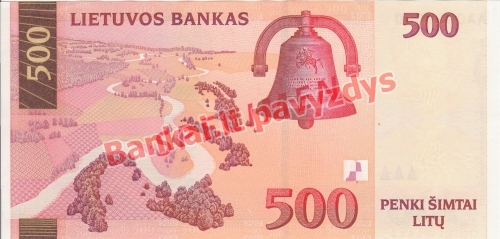 500 Litų banknoto galinė pusė