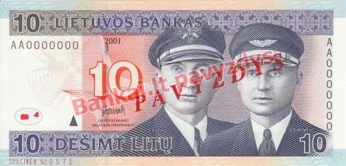 10 Litų banknoto priekinė pusė