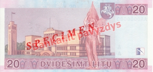 20 Litų banknoto galinė pusė