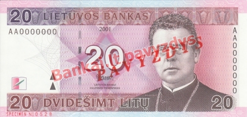 20 Litų banknoto priekinė pusė