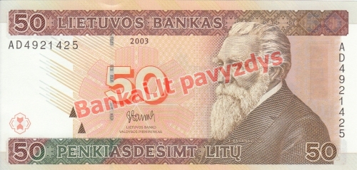 50 Litų banknoto priekinė pusė