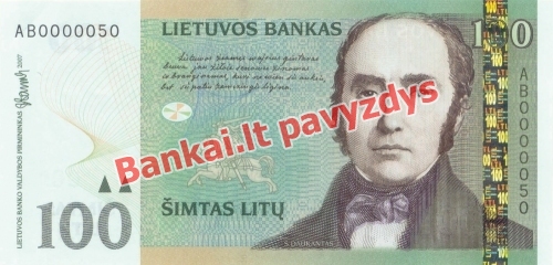 100 litų banknoto priekinė pusė