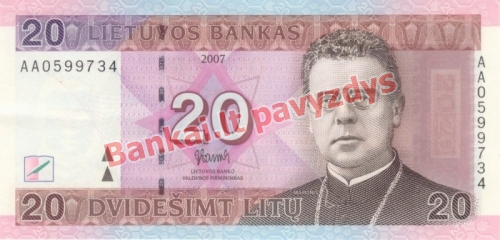 20 Litų banknoto priekinė pusė