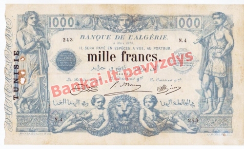 1000 Frankų banknoto priekinė pusė