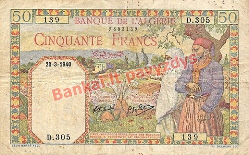 50 Frankų banknoto priekinė pusė