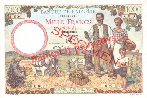 1000 Frankų banknoto priekinė pusė